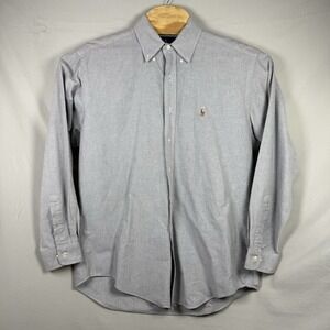 Polo Ralph Lauren Yarmouth Oxford Button Shirt Blue Flesh Pony 16.5 34/35 Cotton